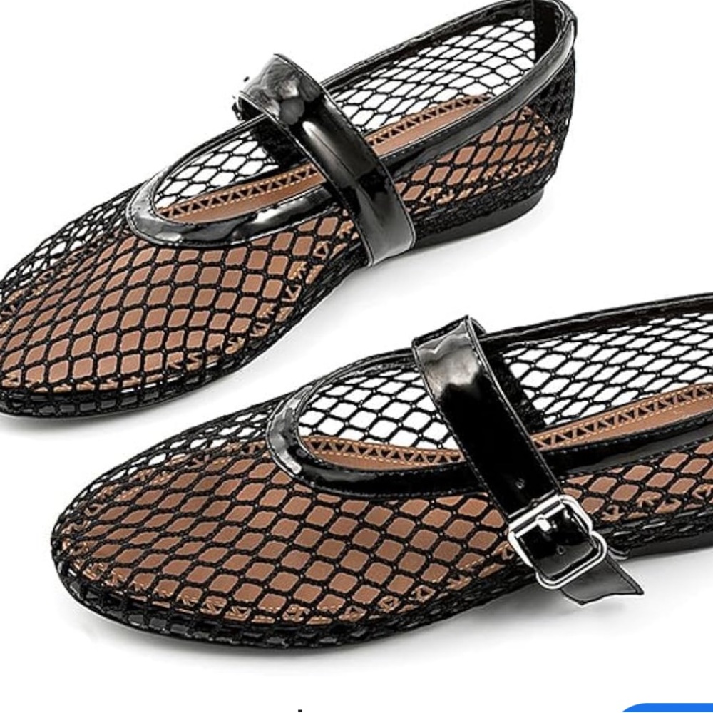 Black Mesh  Women's Flat
